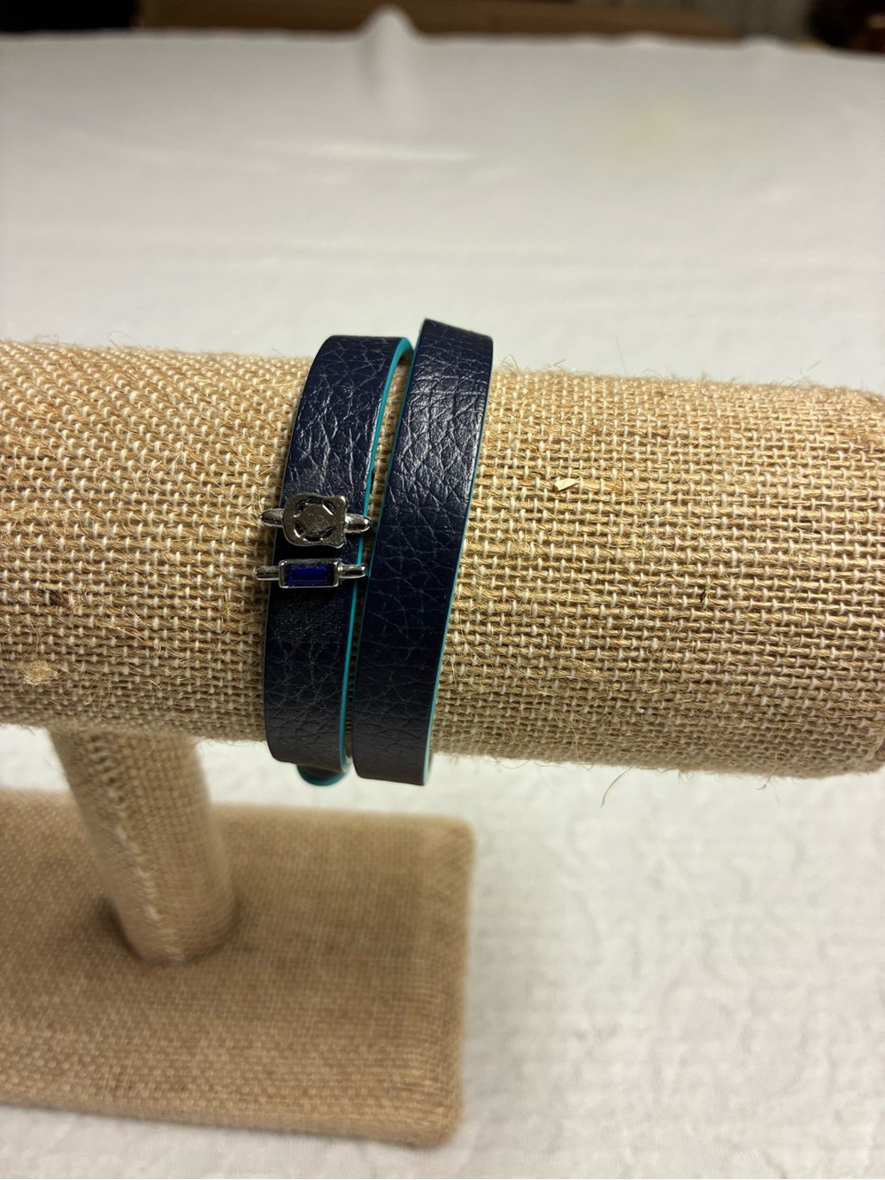 KEEP Collective Double Wrap Navy Leather Bracelet with Charms